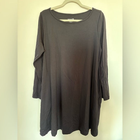 Wool& wool and rowena swing dress merino wool black size XL - Picture 2 of 7